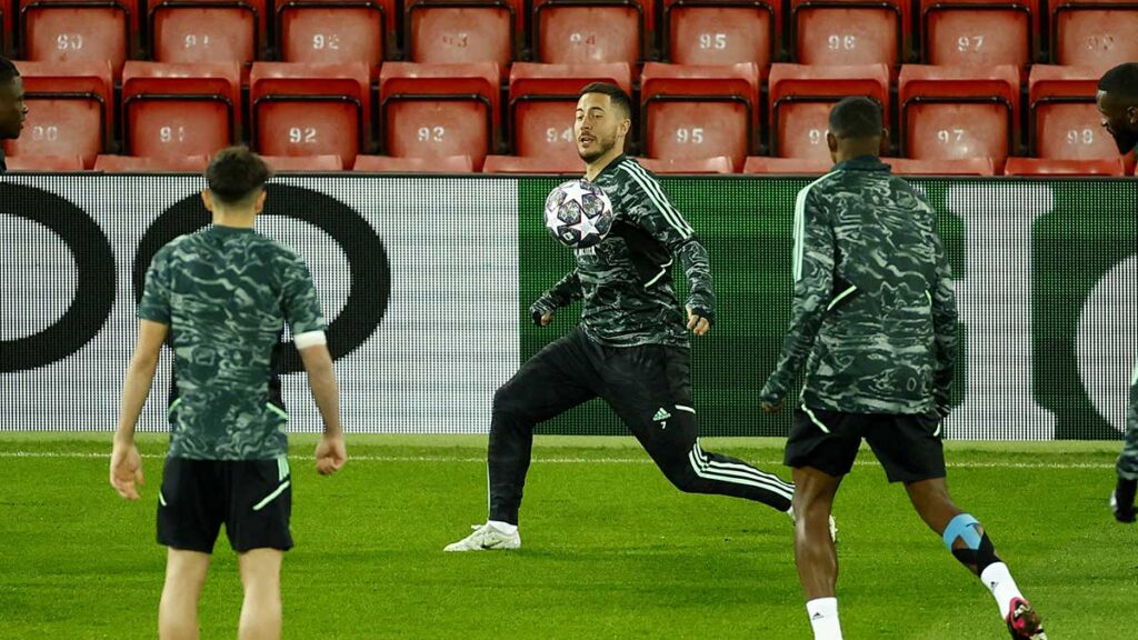 Eden Hazard en entrenamiento con el Real Madrid. Reuters