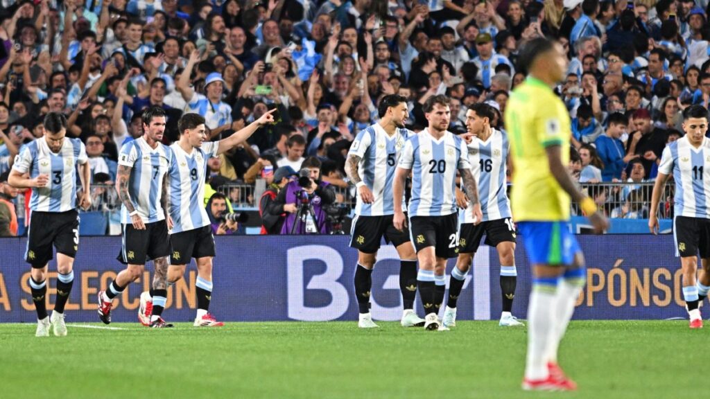 Selección Argentina en festejo de gol