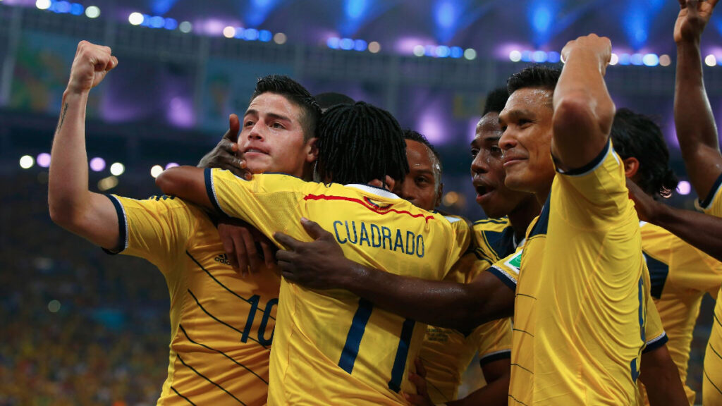 Jugadores de Colombia celebran un gol en 2014. - @fifaworldcup_es.