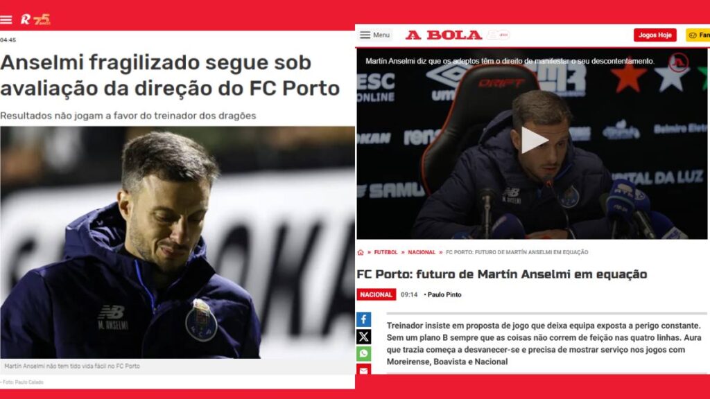 Martín Anselmi podría salir del Porto menos de un semestre después de su llegada