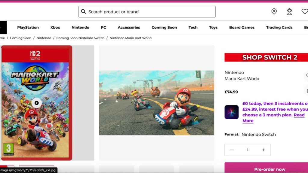 El precio del Mario Kart Wolrd en GAME | game.co.uk