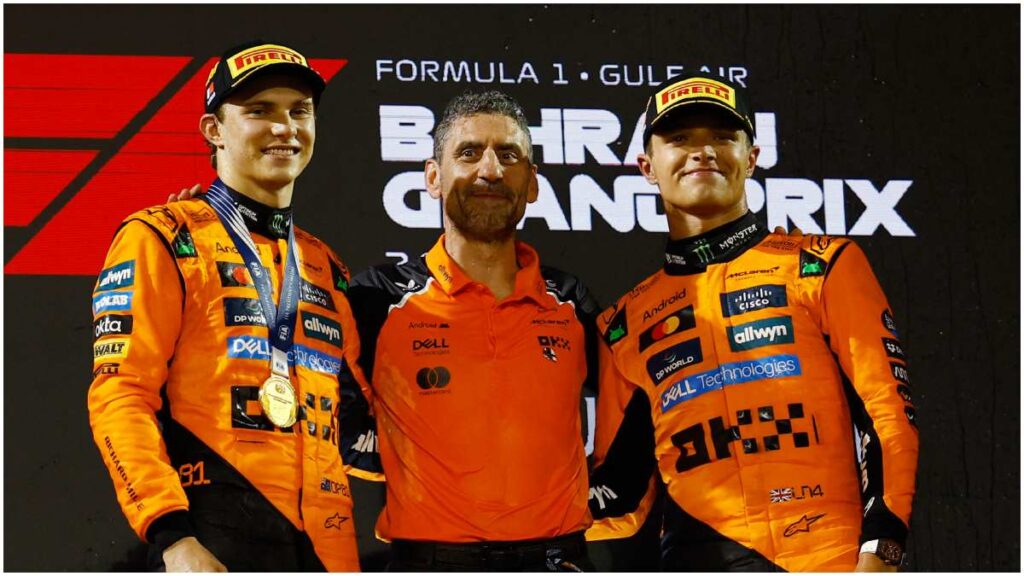 Oscar Piastri, Andrea Stella y Lando Norris | Reuters