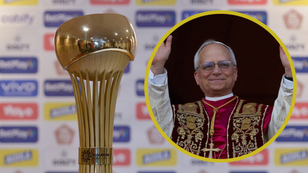 Trofeo de la liga colombiana y León XIV. - VIzzor y AP.