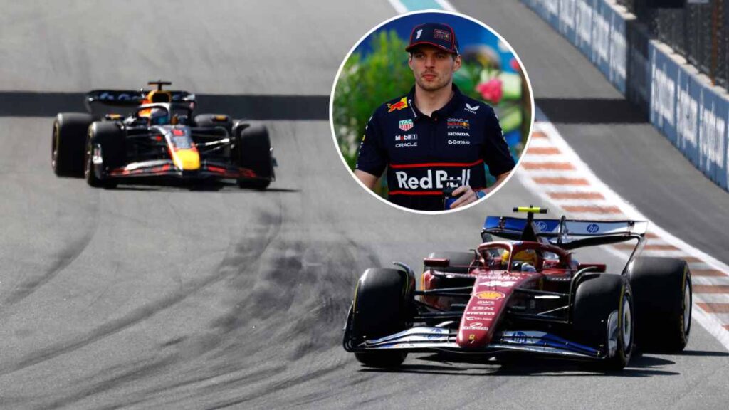 Max Verstappen maneja un Ferrari en la pausa de la F1